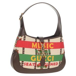 GUCCI New Jackie Shoulder Bag Canvas Brown Gold